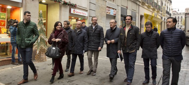 Javier Maroto, acompañado de la coalición UPN-PP, hoy en Pamplona