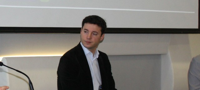 Pedro Luis Tanco, durante su participación en la Escuela de Invierno de NNGG Navarra celebrada en octubre de 2015