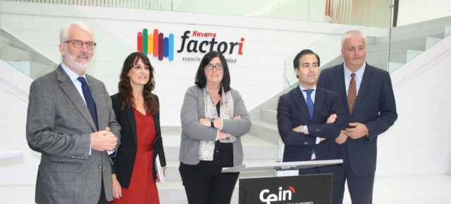 El presidente de la Fundación Konrad Adenauer, Thomas Bernd Stehling; la coordinadora de CEIN, María Sanz de Galdeano; la directora general de Política Económica y Empresarial y Trabajo del Gobierno de Navarra, Pilar Irigoyen; el presidente de la Comisión