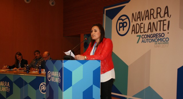 Cristina Sanz, durante su discurso para dar a conocer el informe de gestión que hacía balance de los últimos cinco años del partido